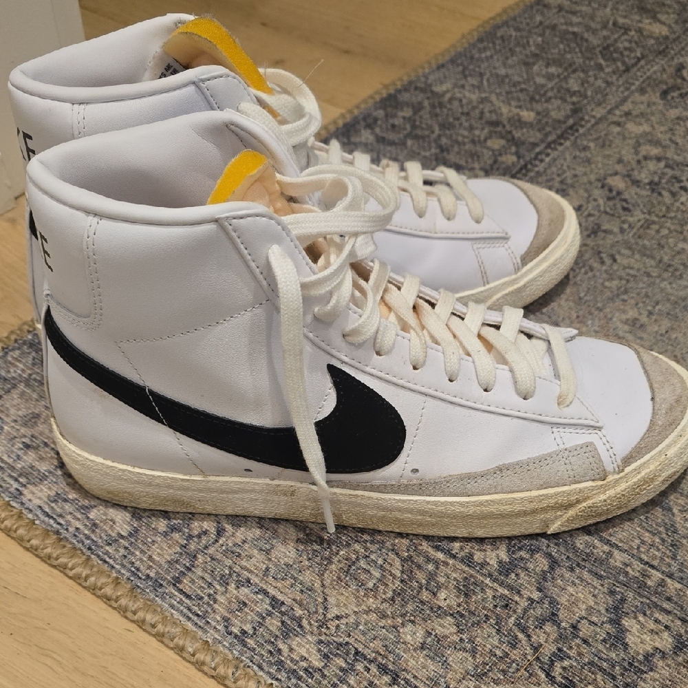 Nike Blazer Mid '77 White and Black High-Top Athletic Shoes
